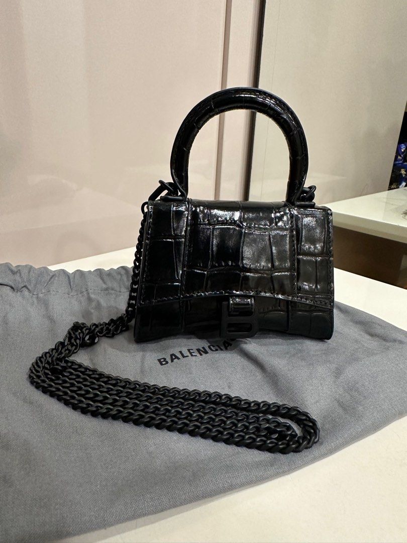 Túi Balenciaga Hourglass Small Handbag Box In Black  7thkingdom