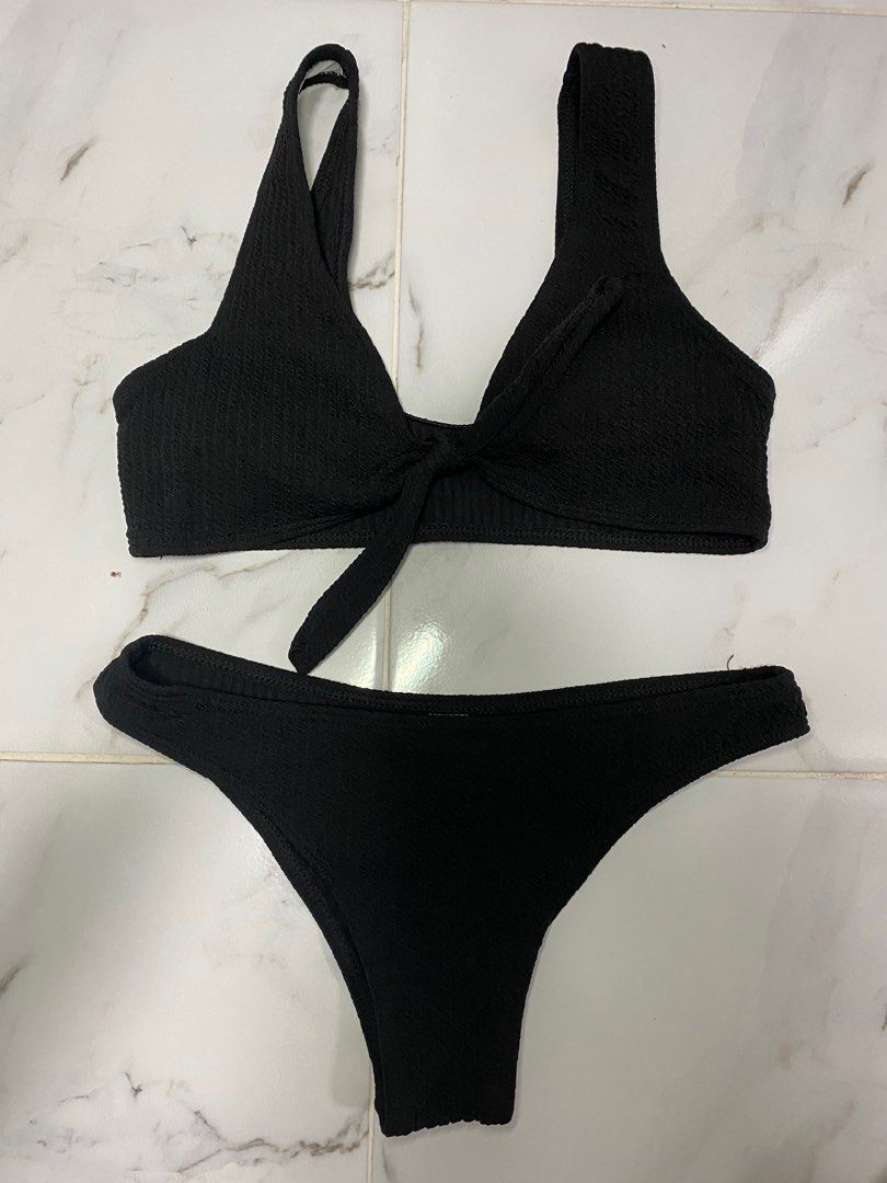 Black twopiece swimsuit, Women's Fashion, Swimwear, Bikinis & Swimsuits on Carousell