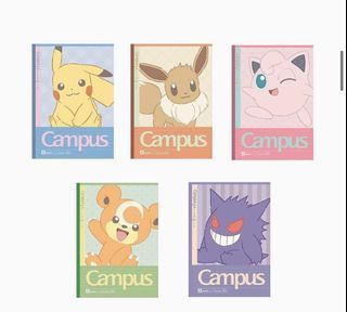 Brand new BN Showa Note 414729001 Pokemon Campus Notebook, Dotted Rule, A-Rule, Pack of 5