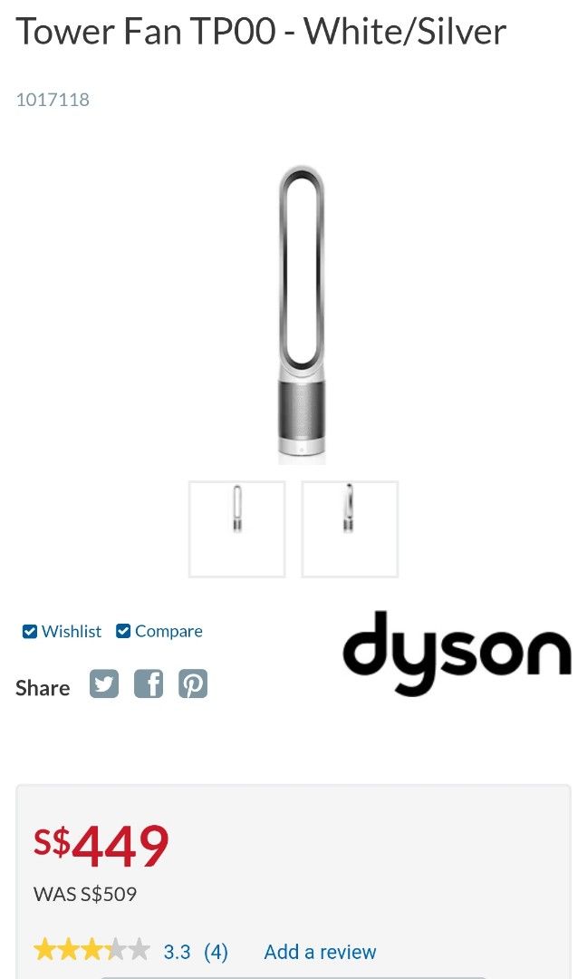 Dyson air purifier cheap comparison chart
