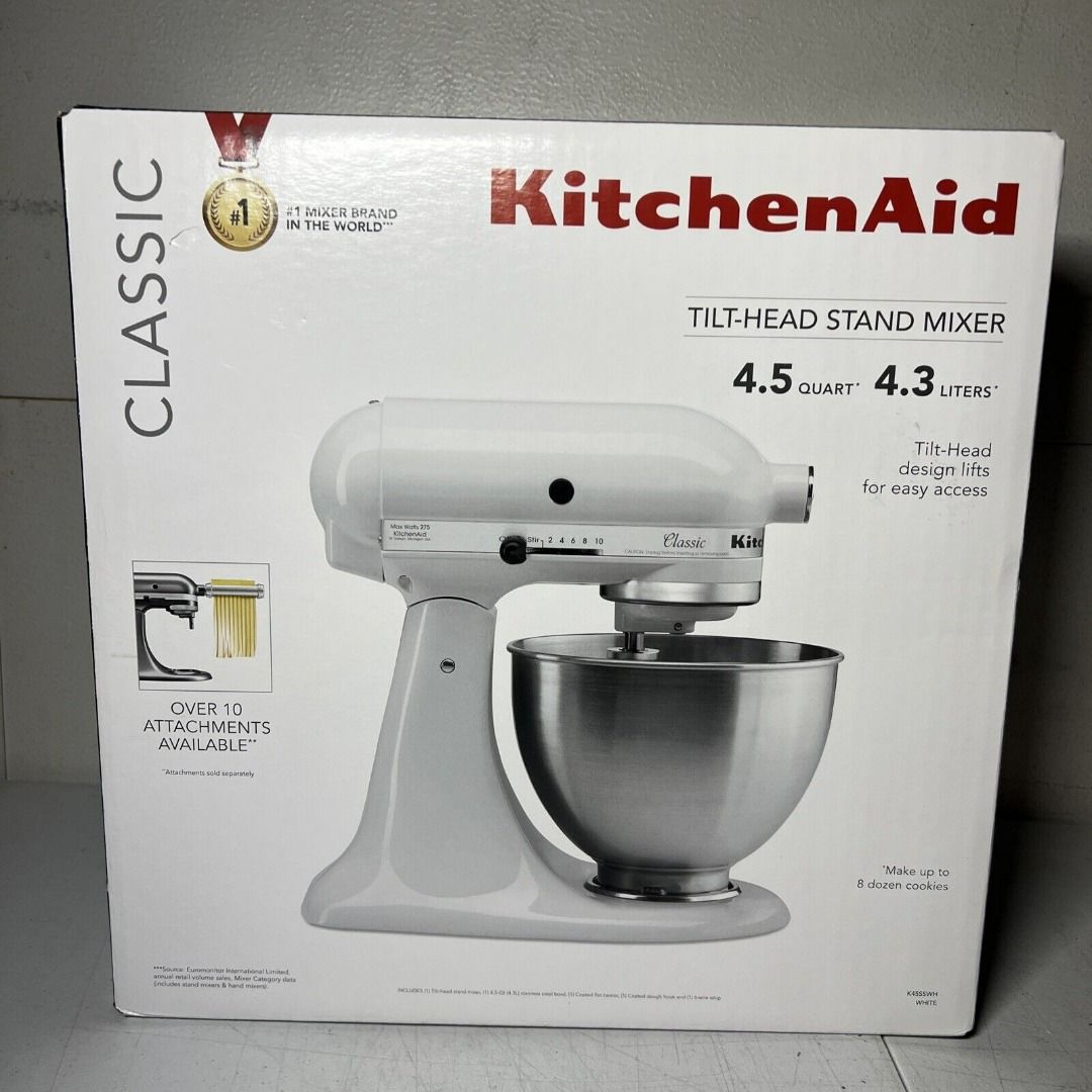 KitchenAid 4.5 QT Tilt-Head Lift Stand Mixer K45SSWH - White - Brand New