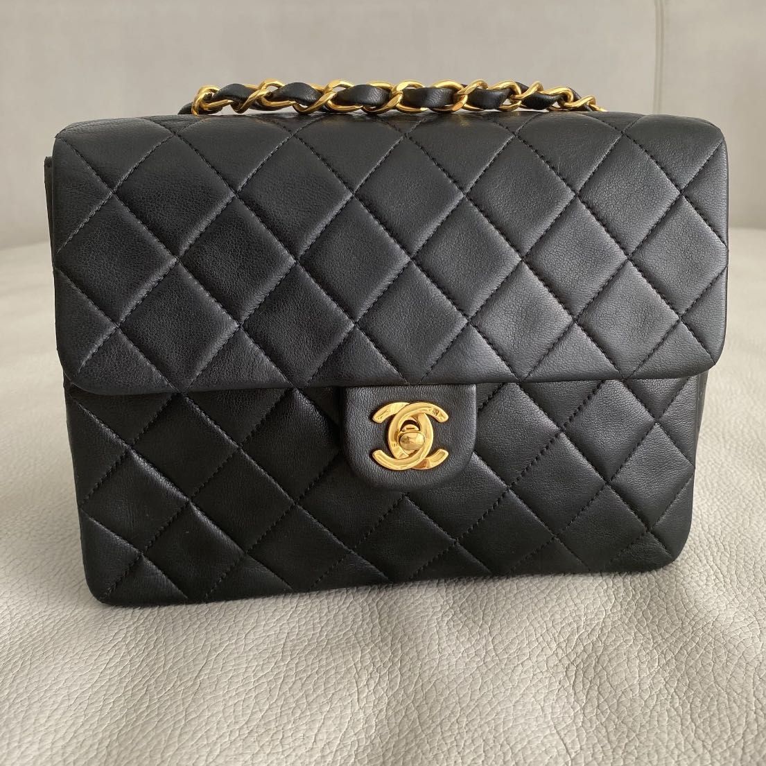 Vintage gold plated Chanel white caviar mini square flap crossbody bag gold  hardware, Luxury, Bags & Wallets on Carousell