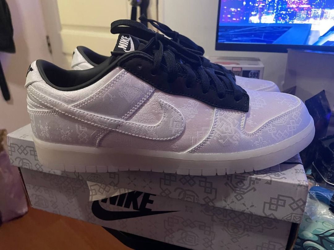 28.5cm CLOT Fragment Nike Dunk Low White-