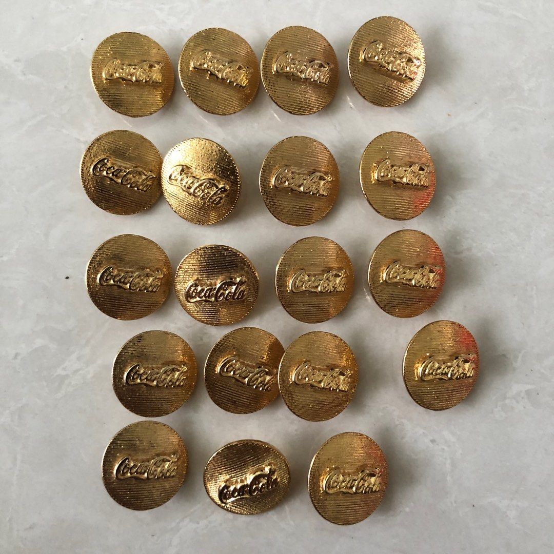 Coca Cola vintage collectibles - gold buttons, Hobbies & Toys ...