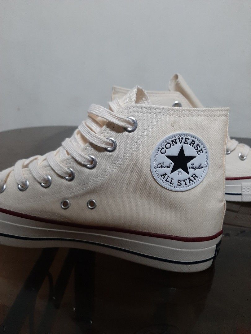 Converse beige hi cut and low cut (Category: Sneakers) located in Manila. Submitted by kesaro (Listing ID 1229746924, Image 3). Description: high 7.5 us low 8.5 us UA quality pandacan mnl 1k each.