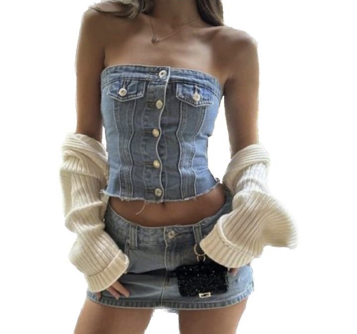 AE Cropped Denim Tube Top