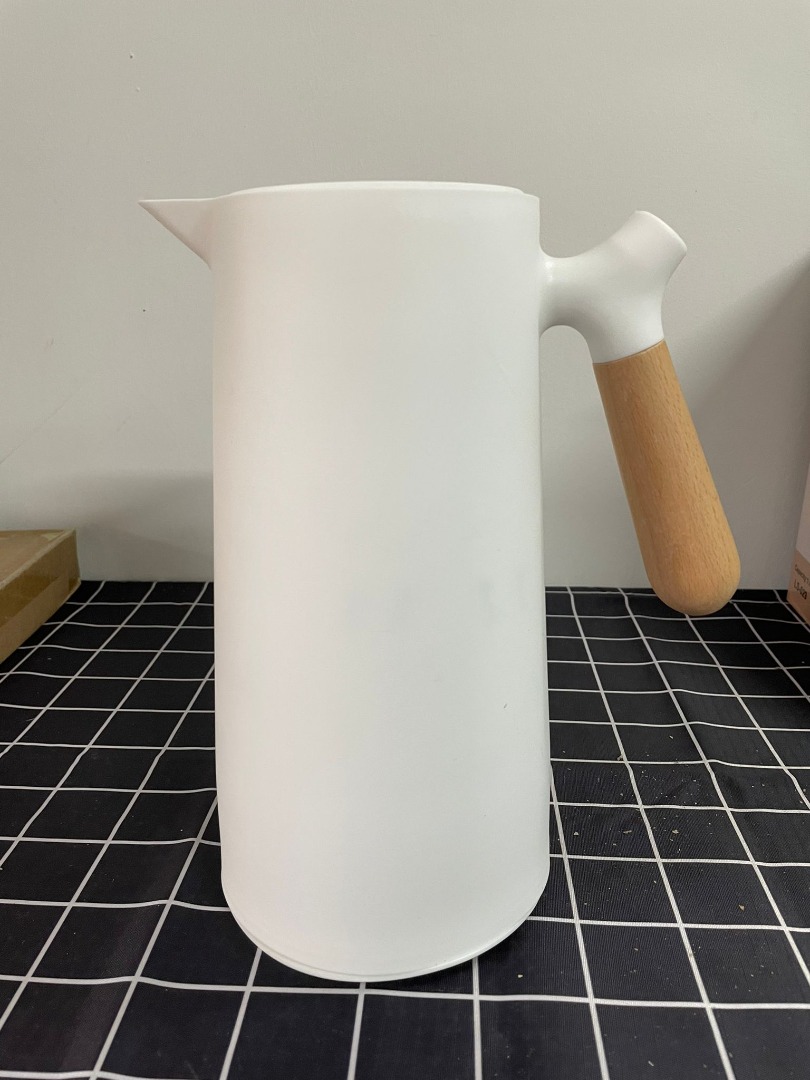 Double Walled Thermal Pot 1000ml Capacity with Handle, Glass Liner