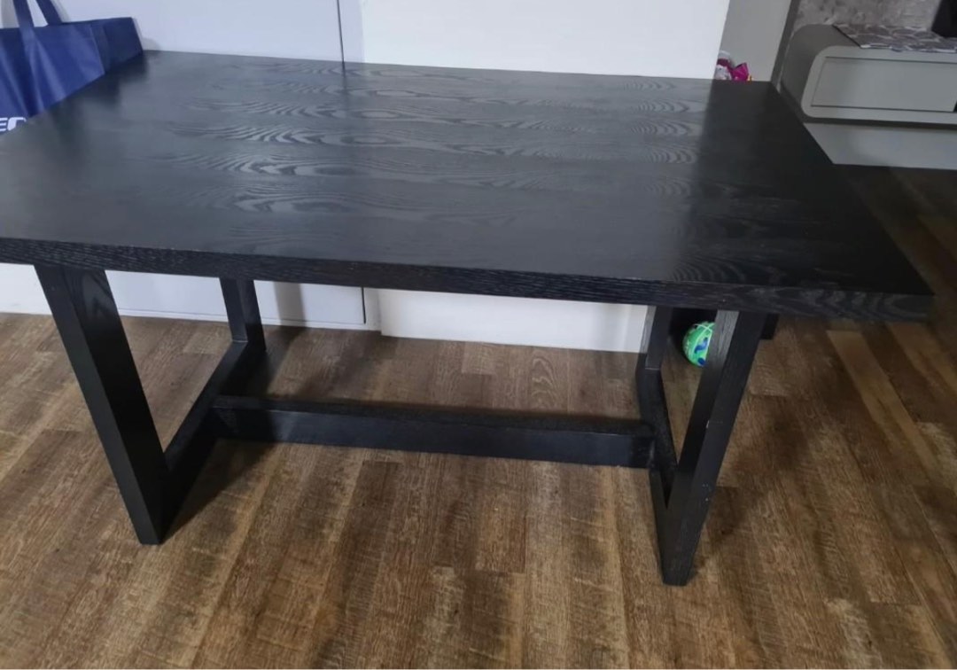 Engineered wood dining table with 2 benches, Furniture & Home Living