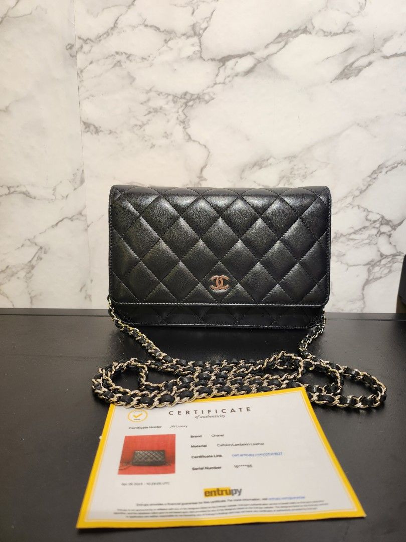 Entrupy *Chanel Wallet on Chain Black Lambskin with Silver Hardware,  Luxury, Bags & Wallets on Carousell