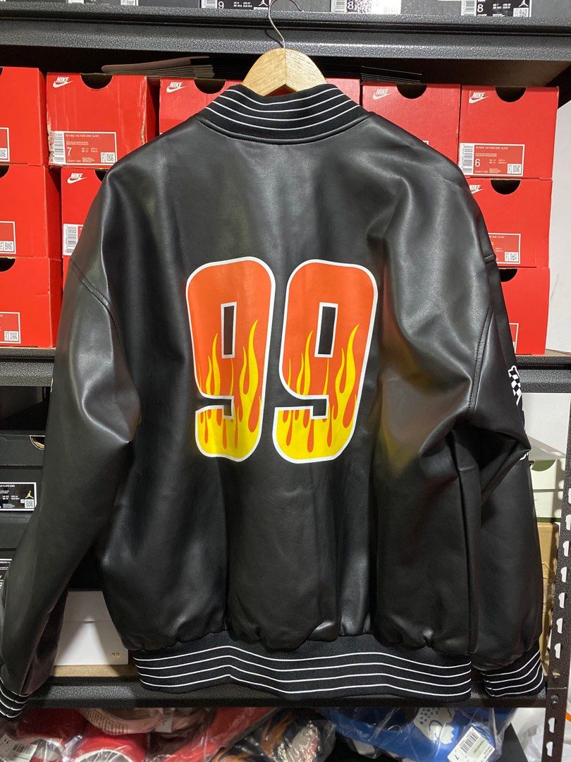 Appliquéd Leather Varsity Jacket