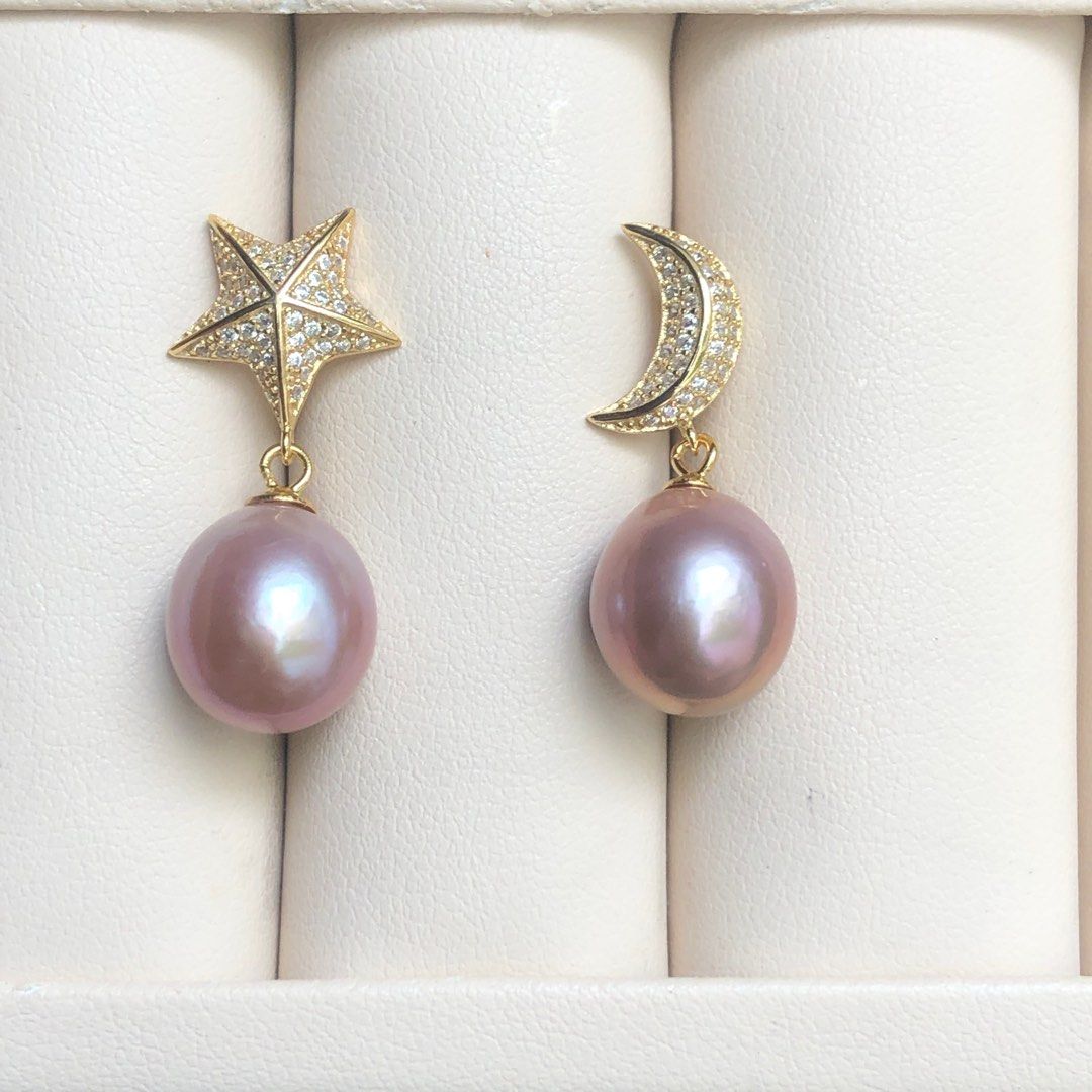 Genuine freshwater Edison pearls earring stud Women s Fashion