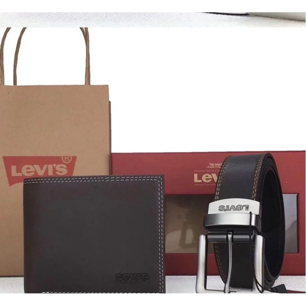 Genuine levis men s belt wallet gift set business Waistband pin buckle double sided leather belt Levi s belt wallet
