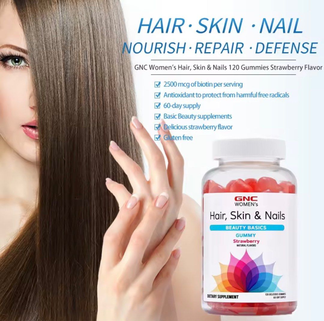 GNC Women's Hair Skin & Nails Beauty Basics 3000 Mcg Biotin 120 Caps Lot Of  3 | eBay