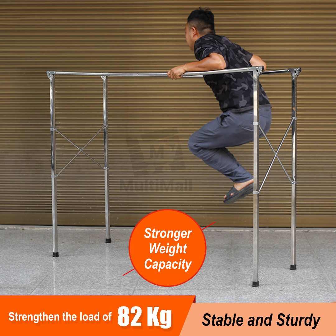 H Laundry Rack 2M [3 Poles NO WHEEL] Stainless Steel Extendable Drying