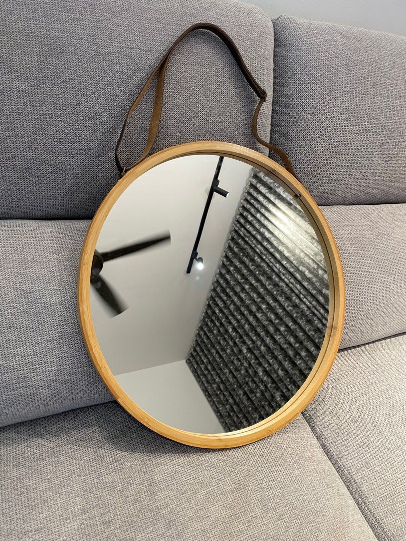 Hanging mirror (Category: Mirrors) located in Shah Alam. Submitted by azznww (Listing ID 1229805708, Image 1). Description: Diameter 60cm Total height 94cm Brand new in box Postage can be arranged + rm10 P.