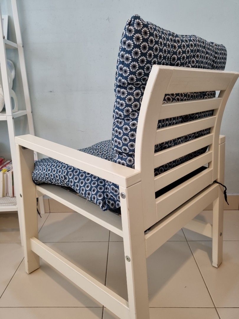 Ikea Outdoor Garden Solid Wood Chair Come with IKEA Cushion, Furniture