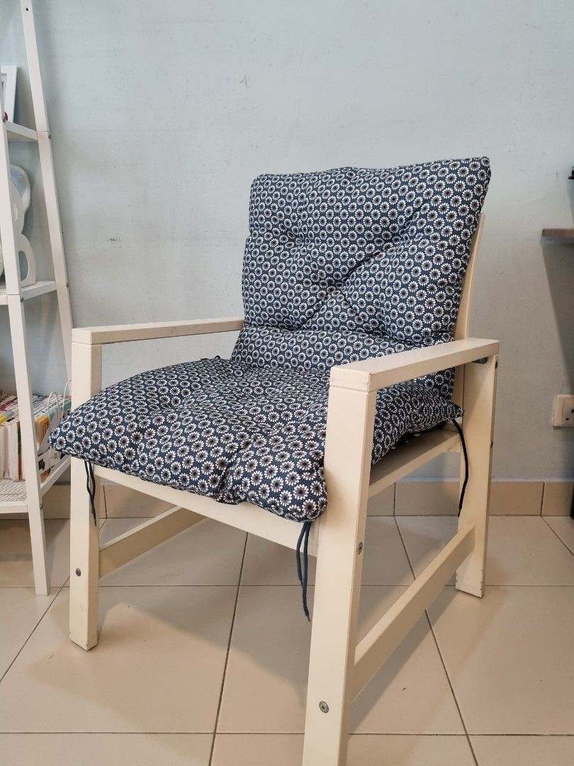 Ikea Outdoor Garden Solid Wood Chair Come with IKEA Cushion, Furniture