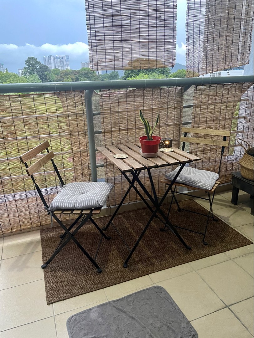 IKEA Tarno black outdoor table & 2 chairs set, Furniture & Home Living