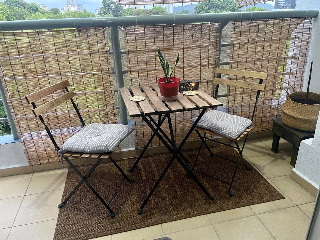 IKEA Tarno black outdoor table & 2 chairs set, Furniture & Home Living