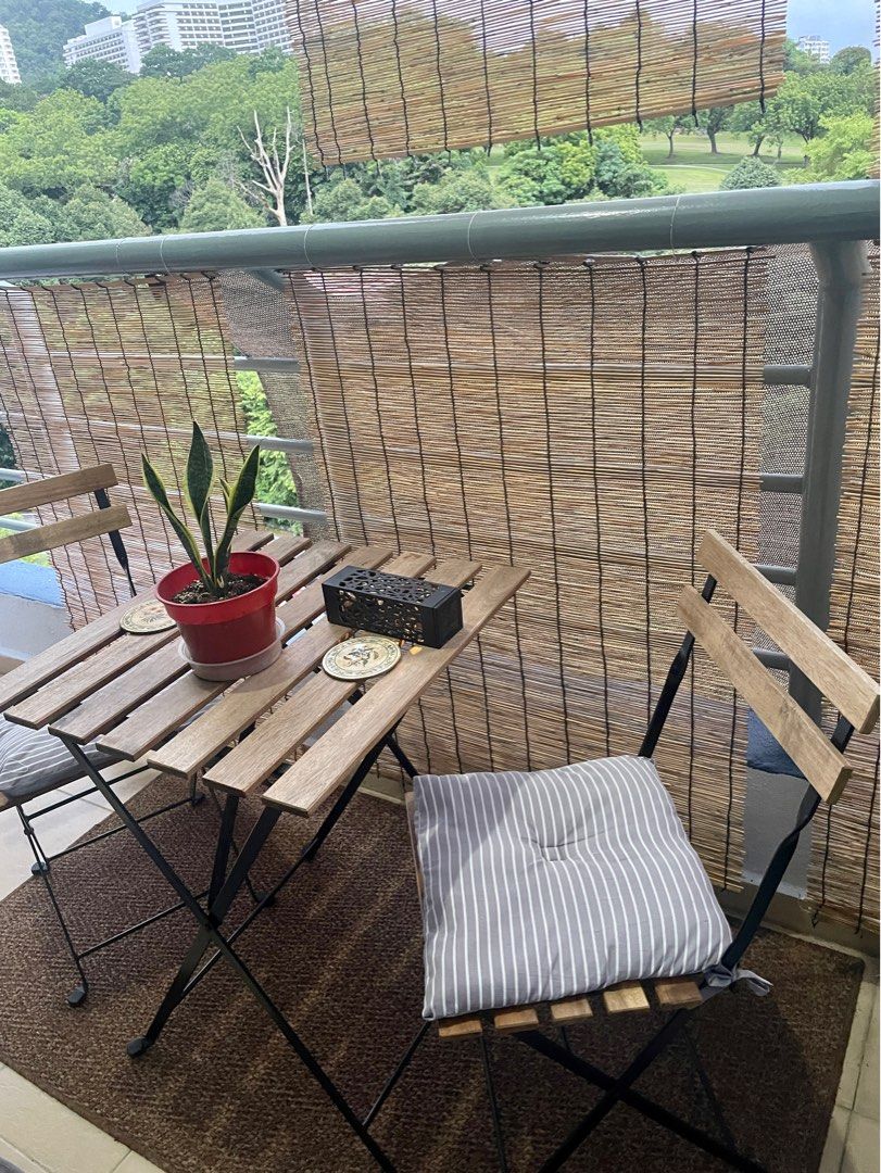 IKEA Tarno black outdoor table & 2 chairs set, Furniture & Home Living