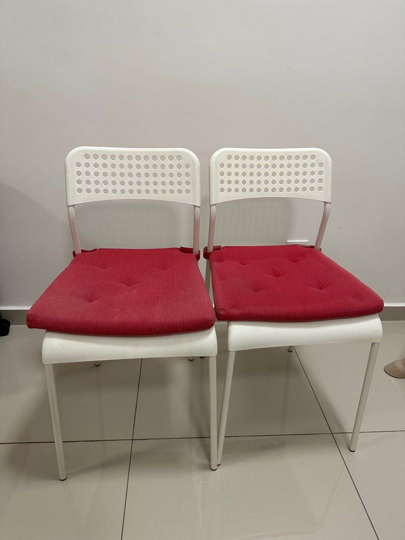 IKEA white chair with cushion, Furniture & Home Living, Furniture