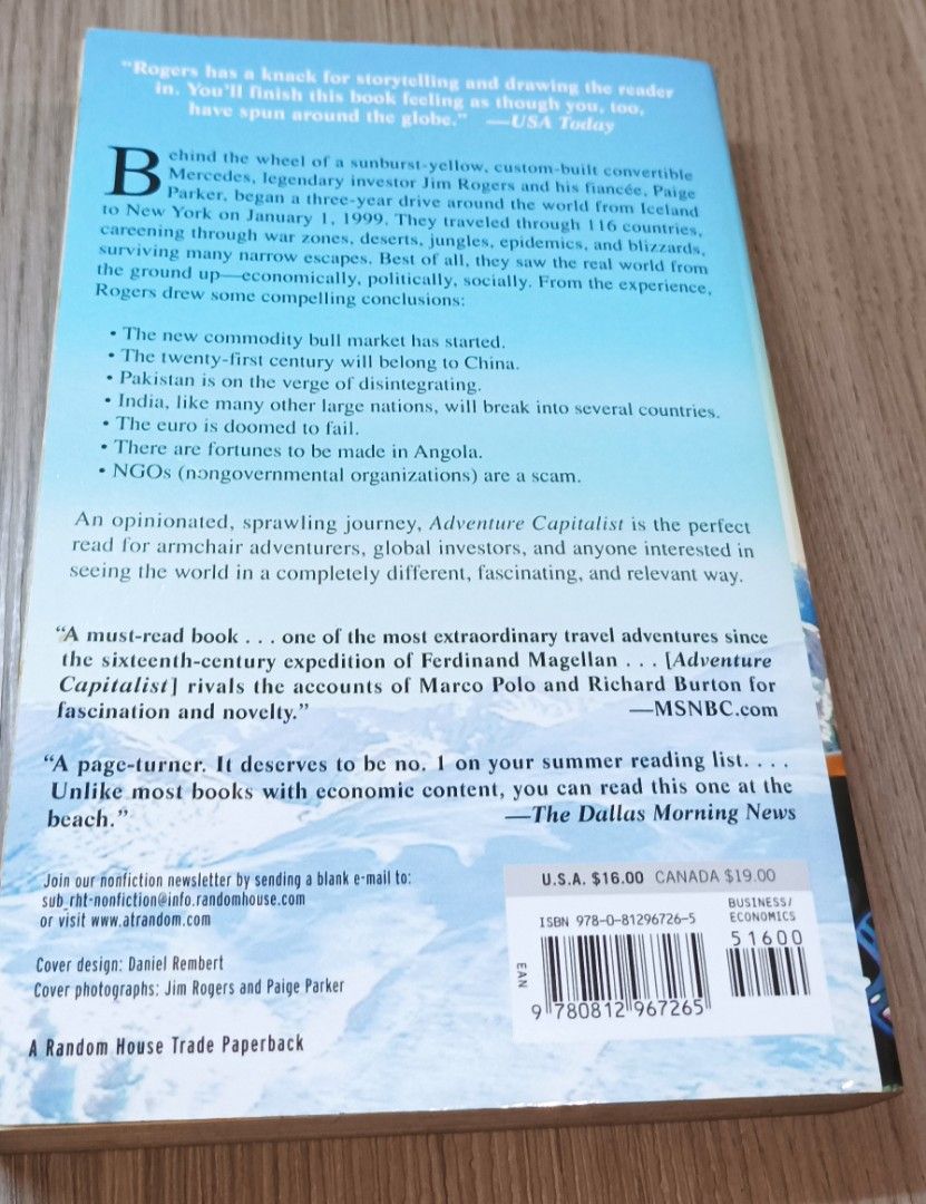 Genre - Adventures / Investing] Jim Rogers - Adventure Capitalist, Hobbies  & Toys, Books & Magazines, Storybooks on Carousell