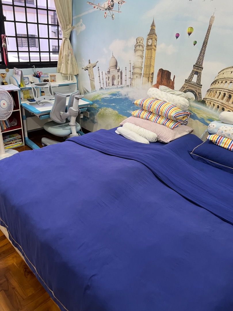 King size bed base and mattress, Furniture & Home Living, Furniture