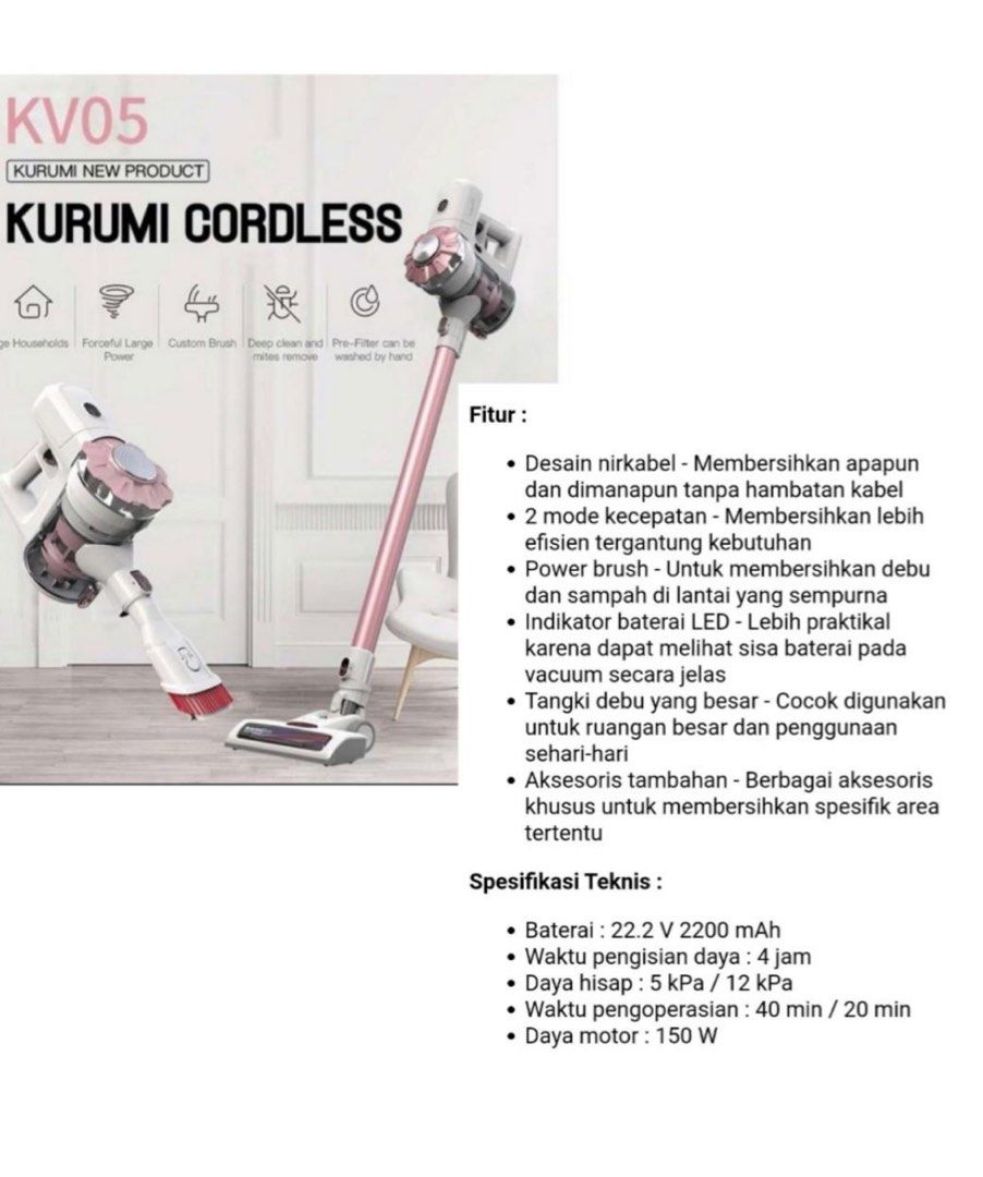 Kurumi kv 05 cheap cordless stick vacuum cleaner
