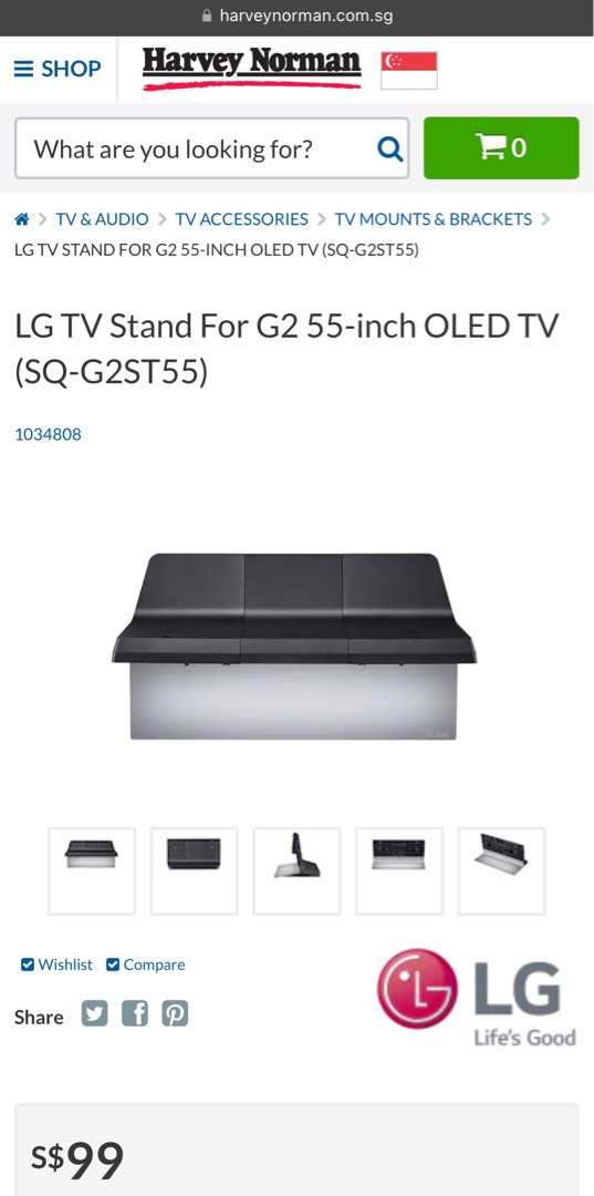 LG TV Stand For G2 55inch OLED TV (SQG2ST55), TV & Home Appliances