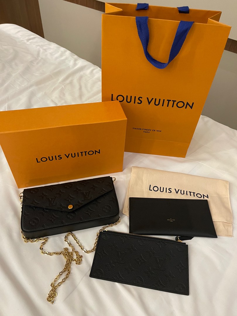 LOUIS VUITTON Louis Vuitton Monogram Implant Pochette Felicie Felice  Shoulder Clutch Bag Marine Rouge Coin Case Missing M64099