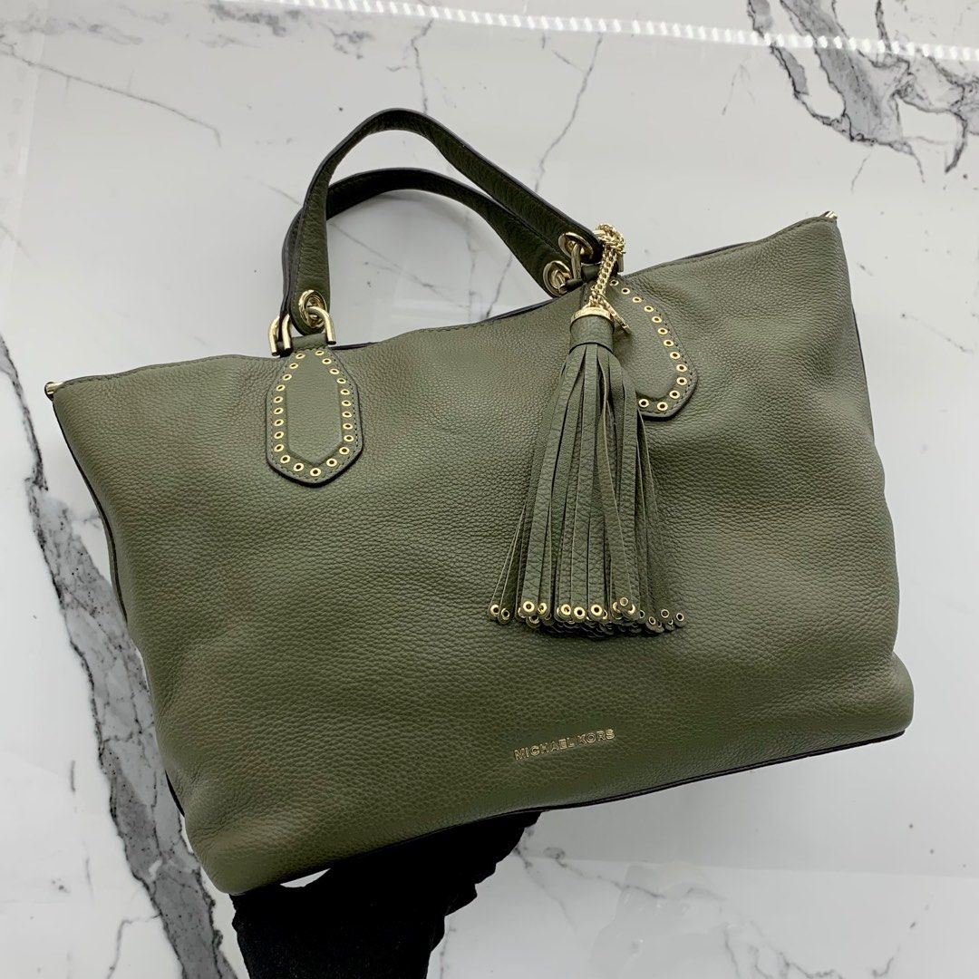 MICHAEL KORS GREEN LEATHER TOTE 2WAY BAG 237013655 Luxury Bags
