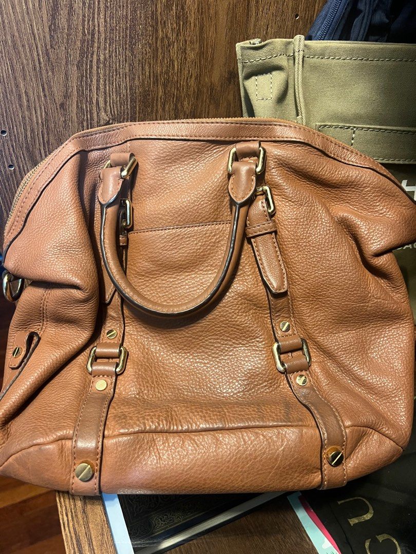 Michael Kors Speedy Satchel Bag in brown with gold hardware in 2023