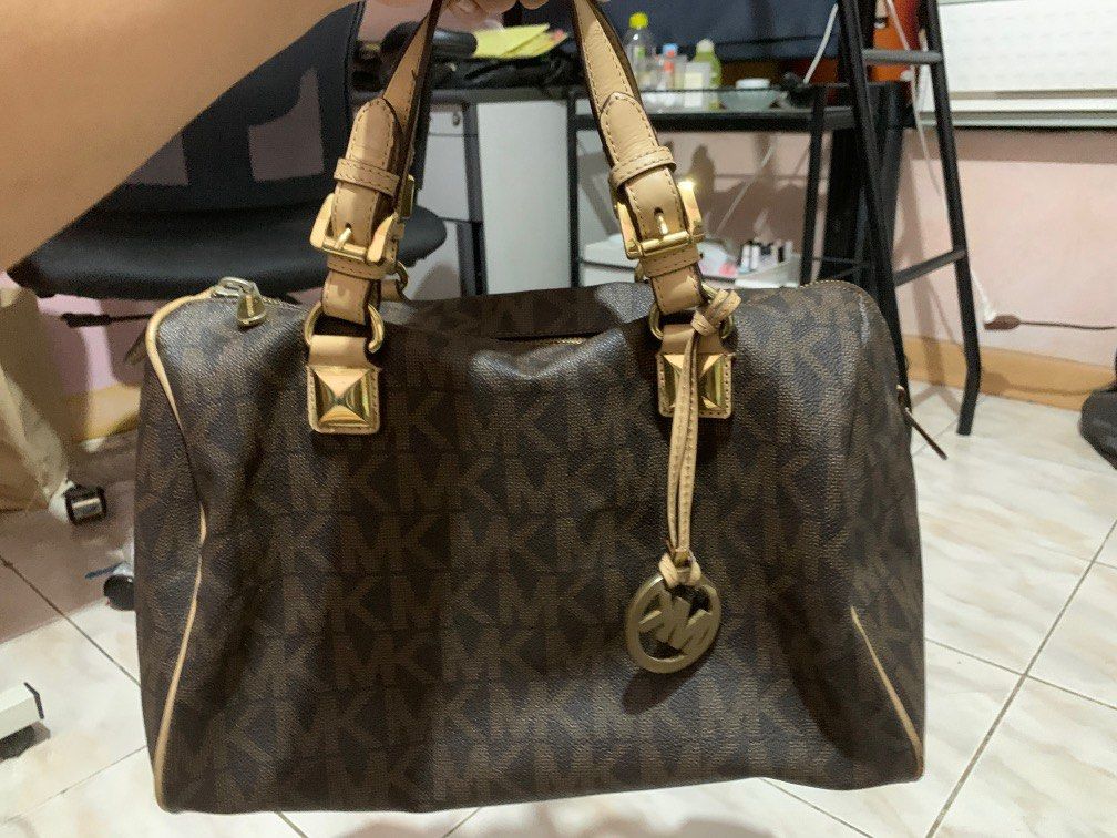 Michael kors dark hot sale brown leather purse