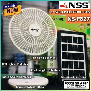 NSS SOLAR ELECTRIC FAN 8" NS-F827