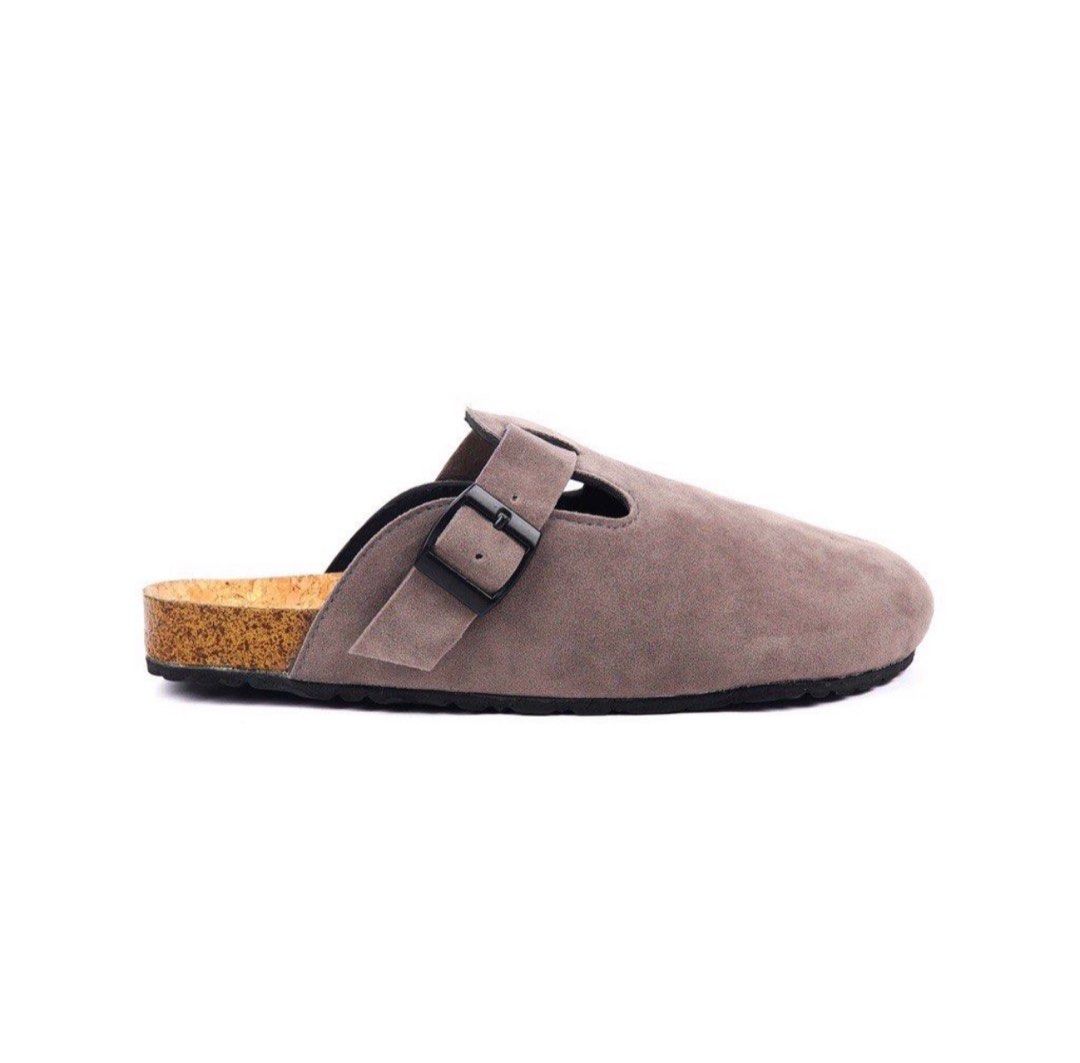Oat Suede Leather Clog Mule Slide Sandals like Birkenstock Boston