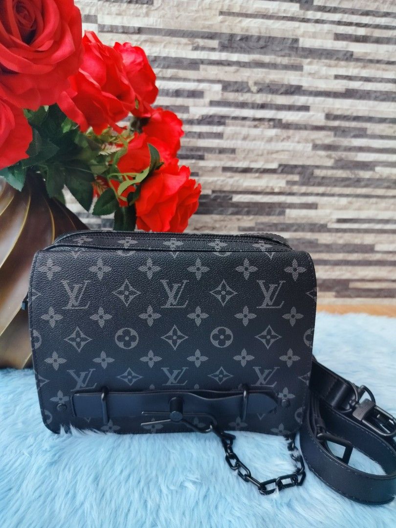 Preloved Lv Sling black mono (Category: Luxury Bags & Wallets) located in Cebu City. Submitted by day.98 (Listing ID 1229766426, Image 1). Description: selected from japan surplus genuine leather coded with dust bag no flaws.