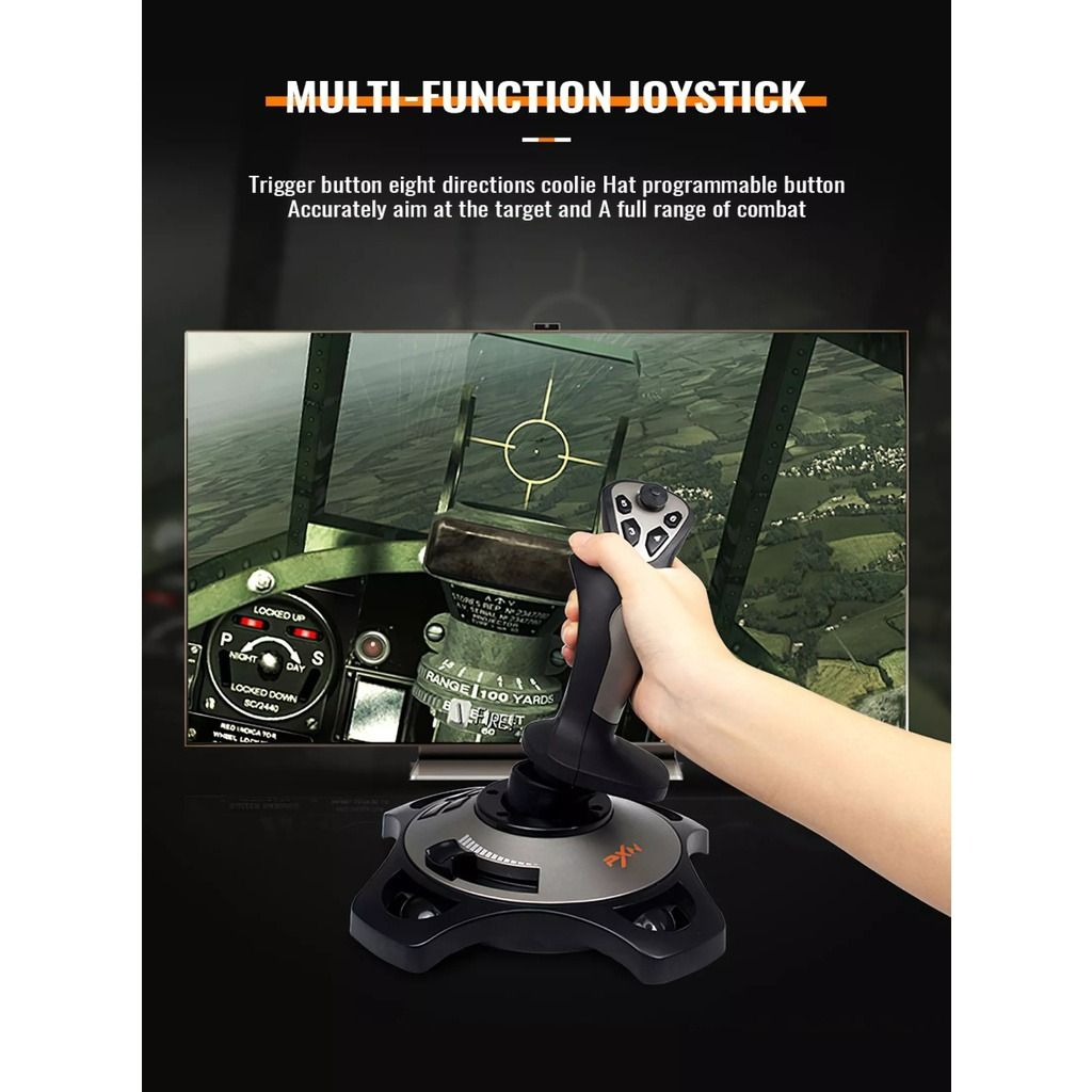Multi-function Joystick Simulator Flight Controller For Pc Windows  Xp/7/8/10 Trigger Button Eight-position Coolie Programmable