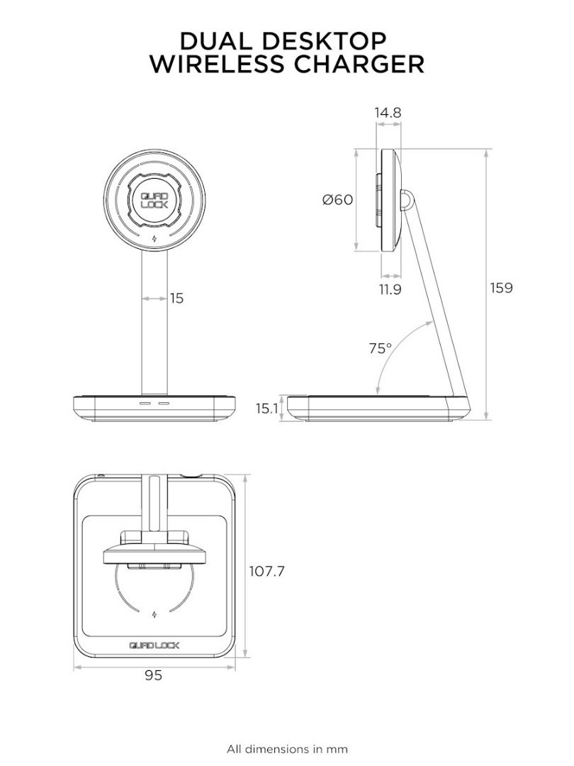 Quad Lock MAG Dual Desktop Wireless Charger Quad Lock Golf