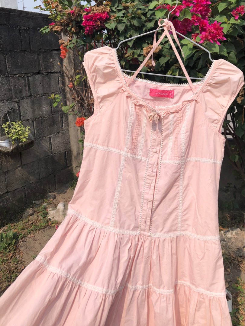 SALE ️ Blush Pink Baby Pink Light Pink Milkmaid Dress Pink Coquette Dainty Mini Dress Pink