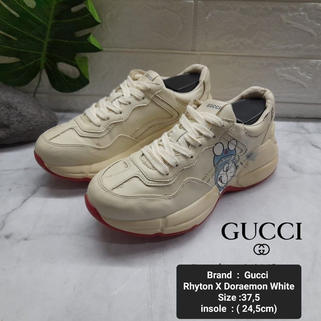 Sepatu Gucci Rhyton X Doraemon White Size 37,5 24,5cm), Fesyen
