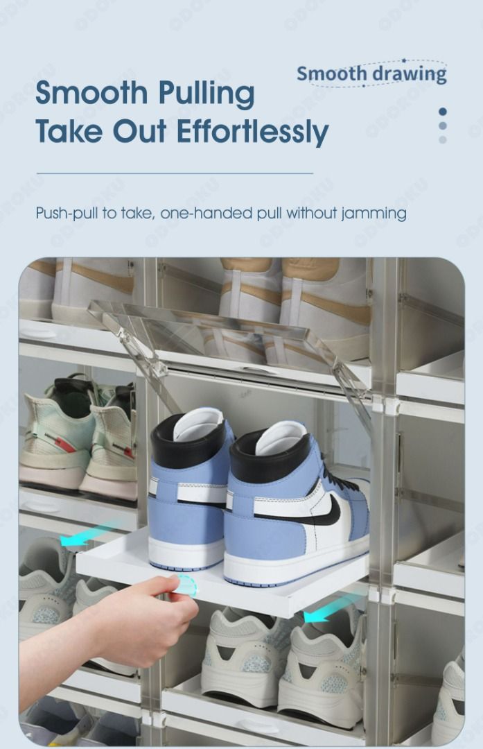 Pull out shop shoe storage rack