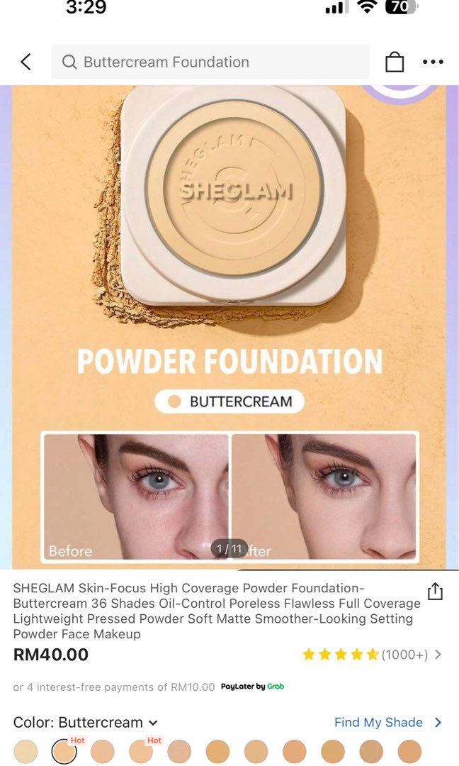 sheglam powder foundation, Beauty & Personal Care, Face, Makeup on