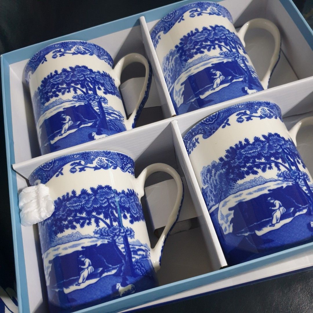 Spode Blue Italian Mug Set of 4 12oz brand new with box, Furniture