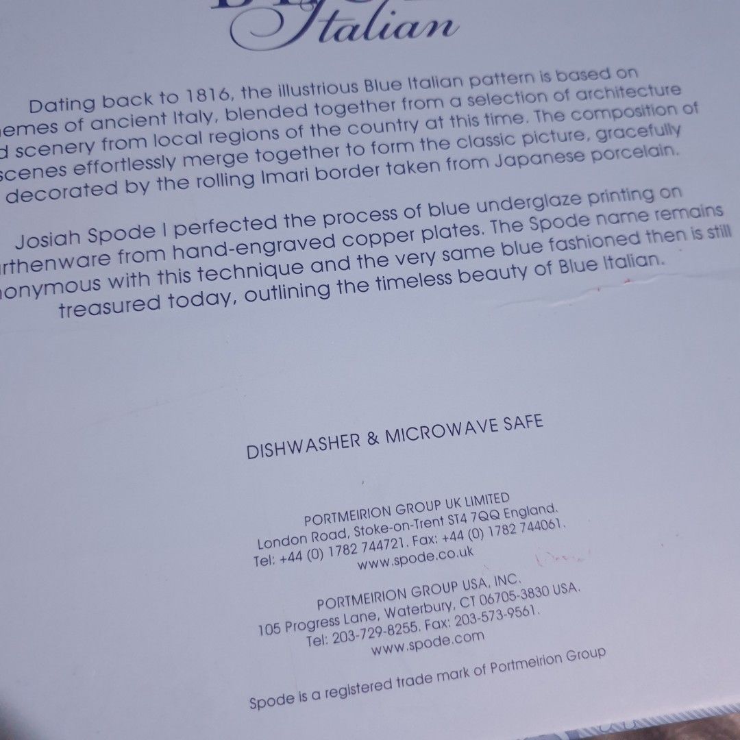 Spode Blue Italian Mug Set of 4 12oz brand new with box, Furniture