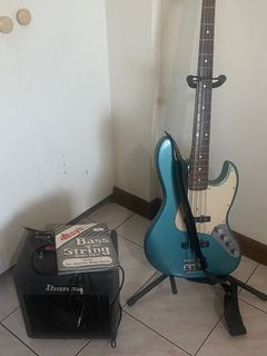 Squire Bass Guitar with Amplifier + Free Bass Strings