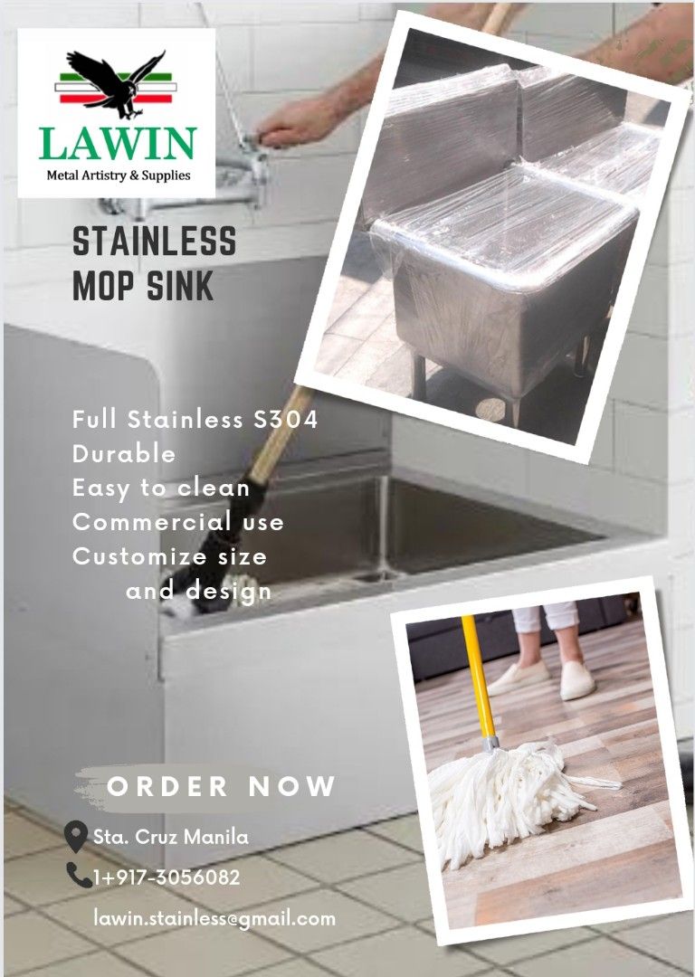 Stainless Mop Sink, Furniture & Home Living, Bathroom & Kitchen