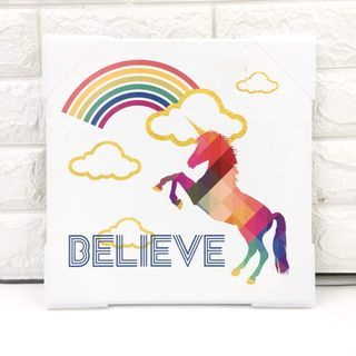 STUPELL HOME DECOR Collection Believe & Magical Rainbow Golden Unicorn Wall Art