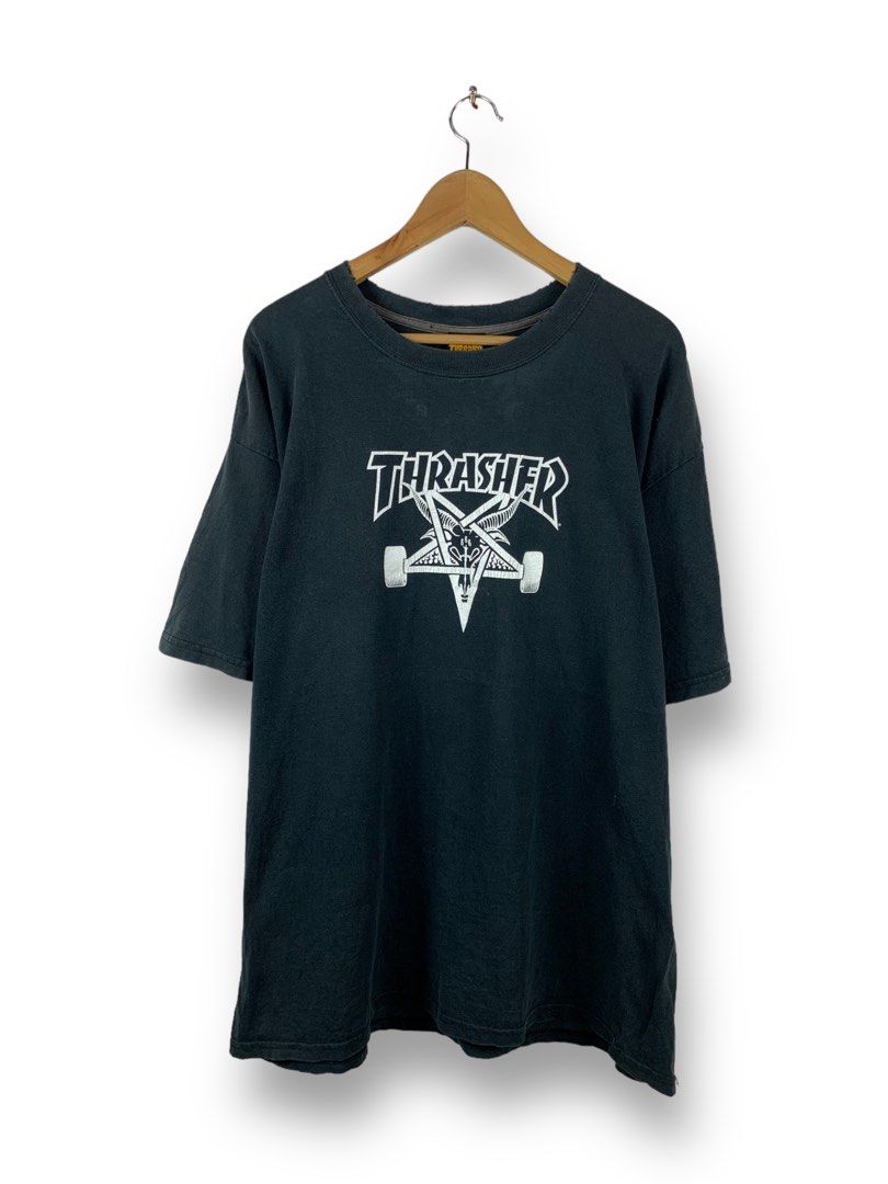 THRASHER PENTAGRAM 666 SKATE TEE DISTRESSED Men s Fashion Tops