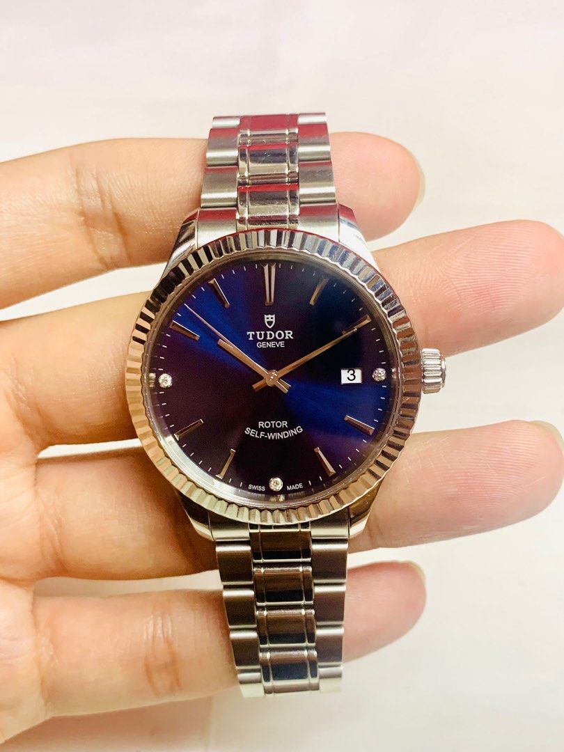 TUDOR Style Datejust Blue Diamond Dial 38mm Automatic Watch REF