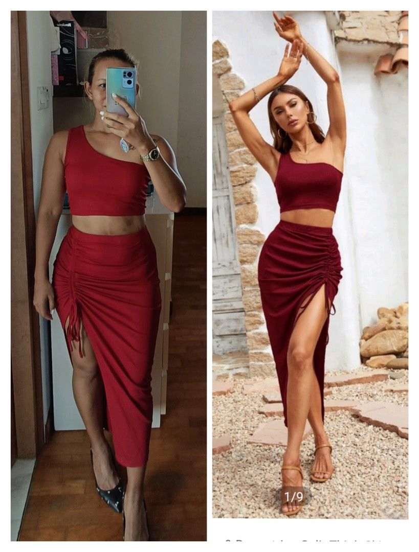 Maroon two piece dress new arrivals
